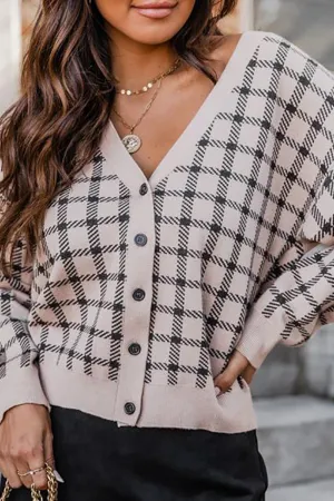 Casual Print Patchwork Buckle V Neck Sweaters