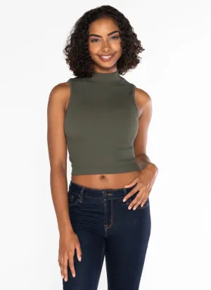 CCT Bamboo Rib S/less Mockneck