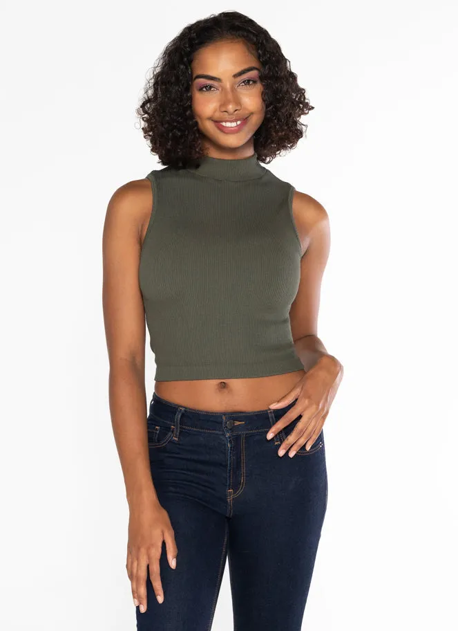 CCT Bamboo Rib S/less Mockneck