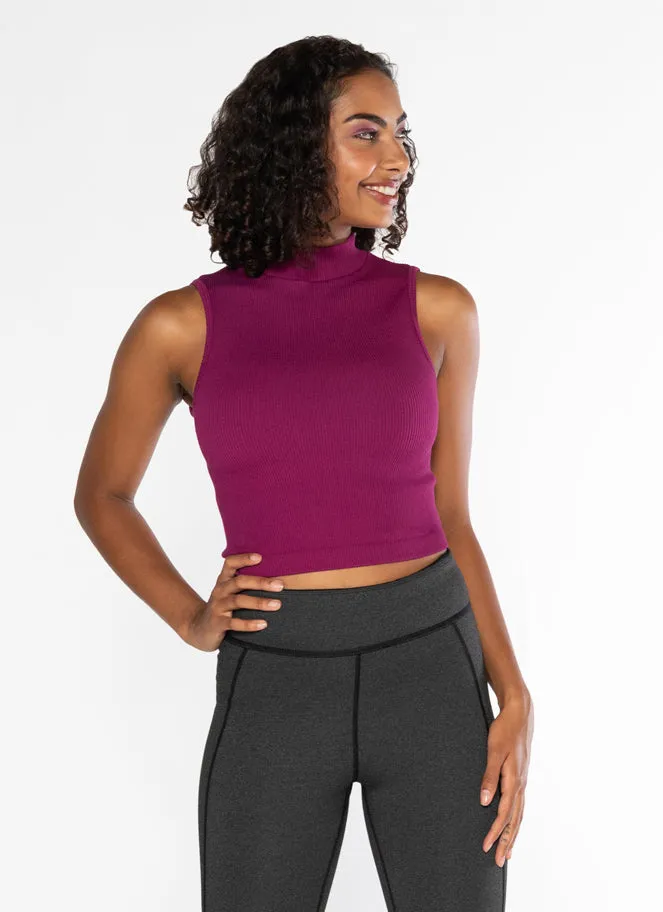 CCT Bamboo Rib S/less Mockneck