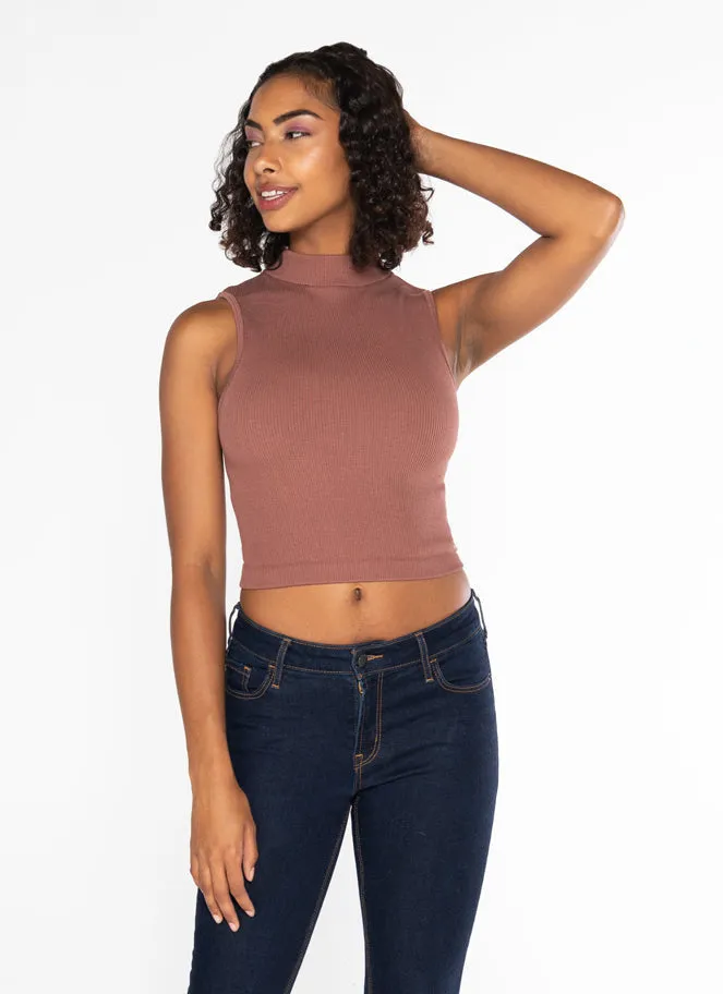 CCT Bamboo Rib S/less Mockneck