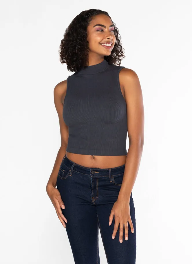 CCT Bamboo Rib S/less Mockneck