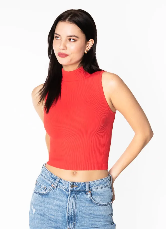 CCT Bamboo Rib S/less Mockneck