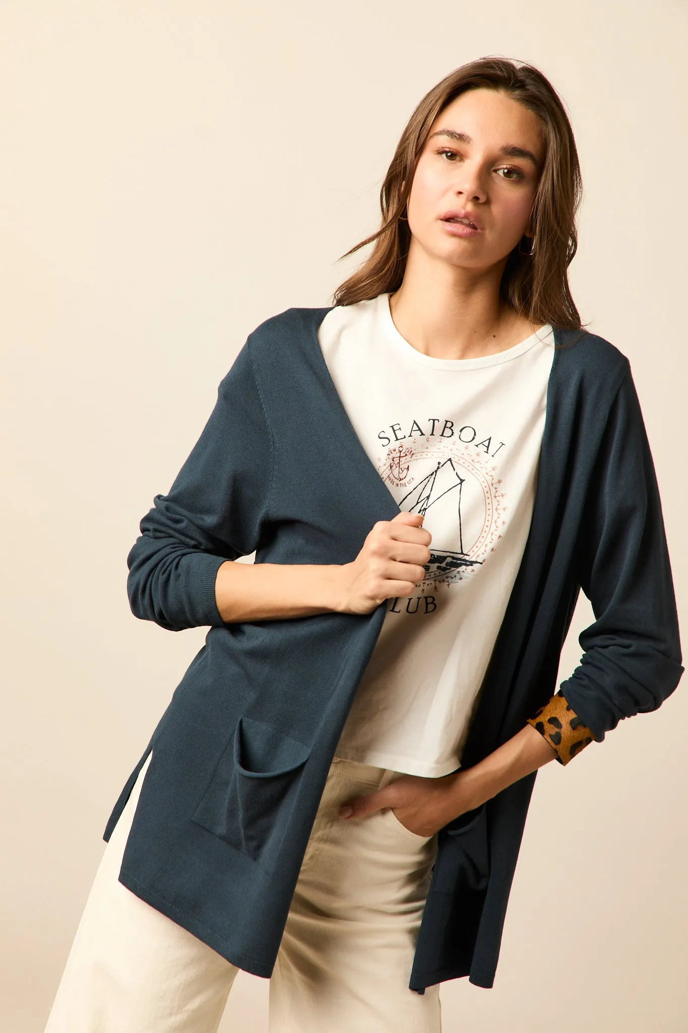 Chaqueta corta punto azul marino