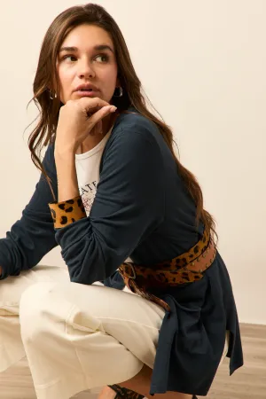 Chaqueta corta punto azul marino