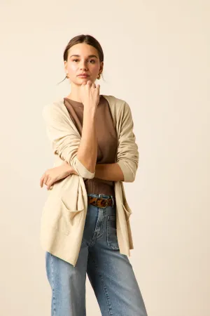Chaqueta corta punto beige