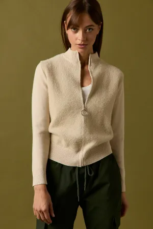 Chaqueta entallada combinada pelito beige