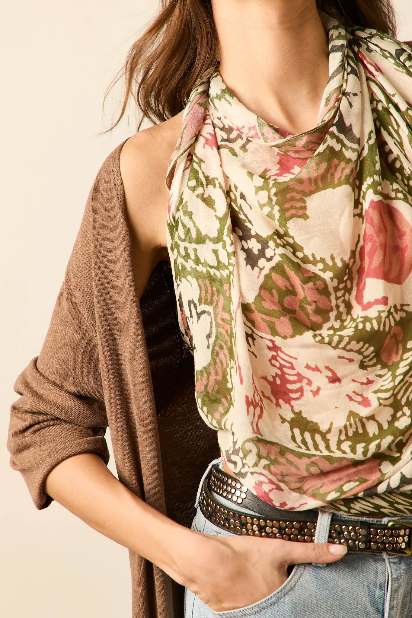 Chaqueta larga punto marrón