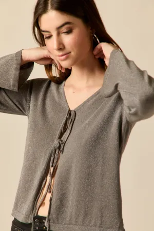 Chaqueta lazos lurex gris
