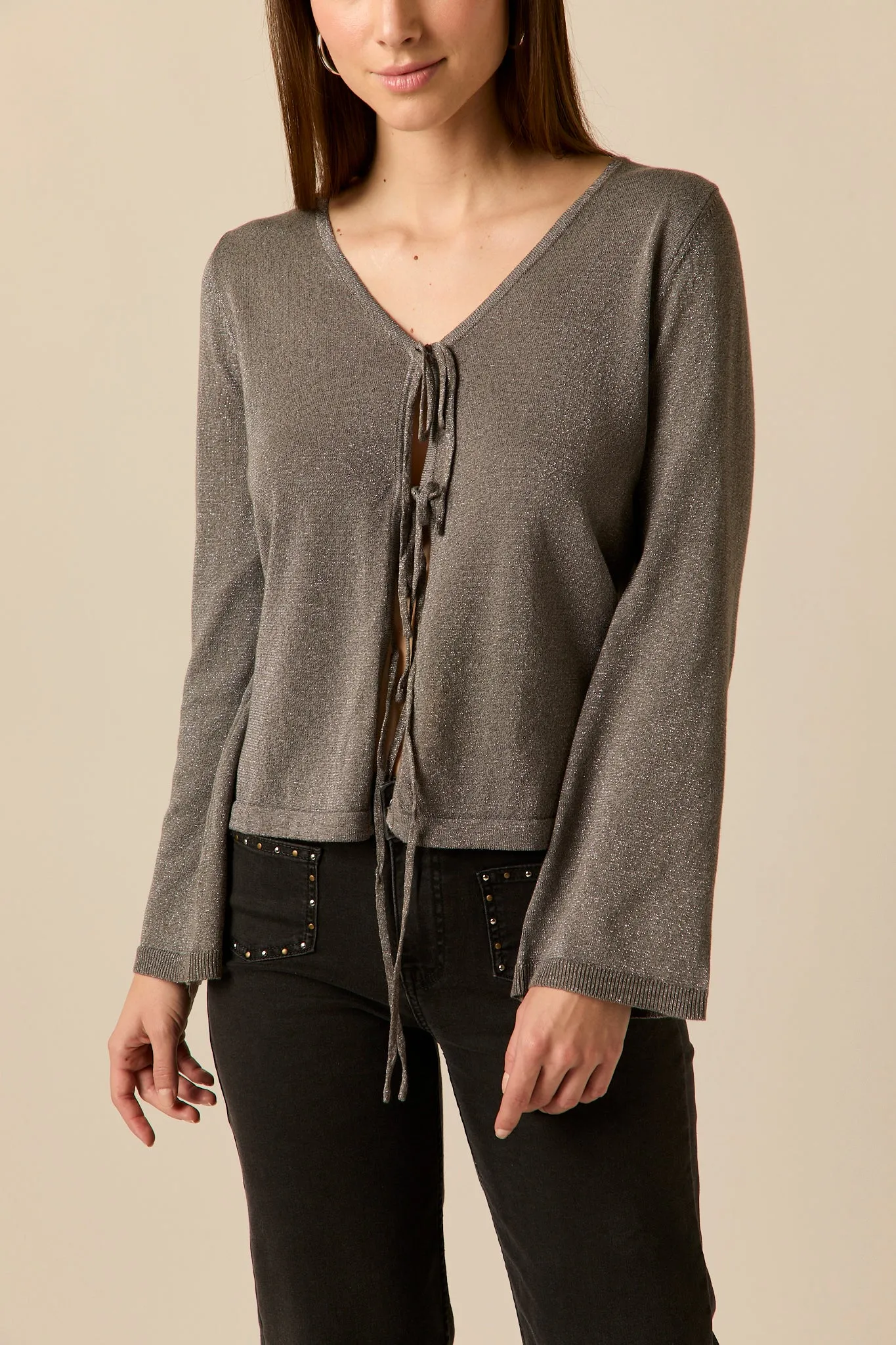 Chaqueta lazos lurex gris