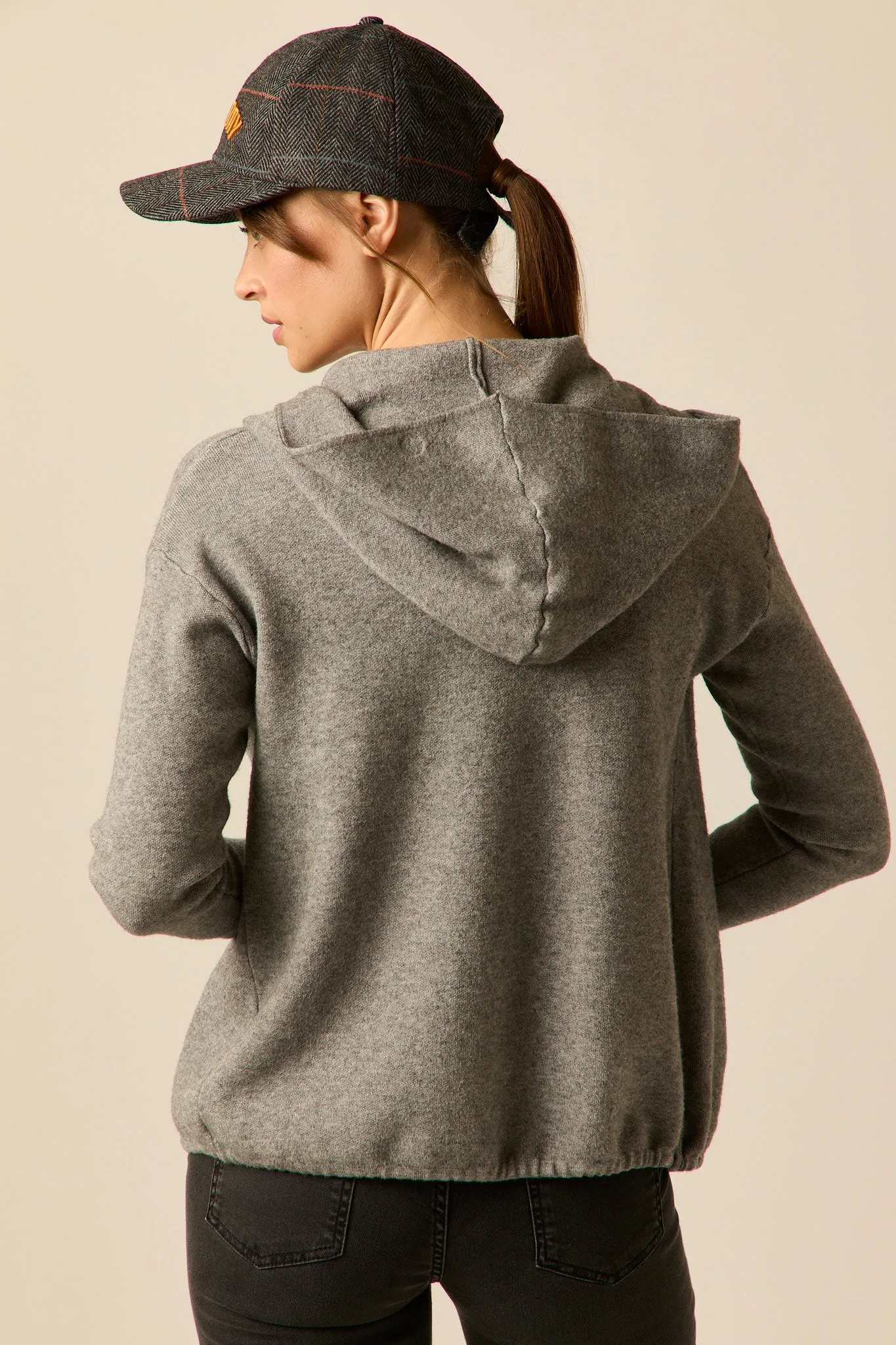 Chaqueta punto capucha gris antracita