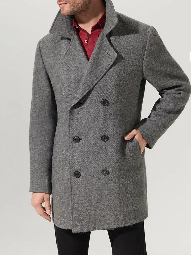 Charcoal Suri Pea Coat