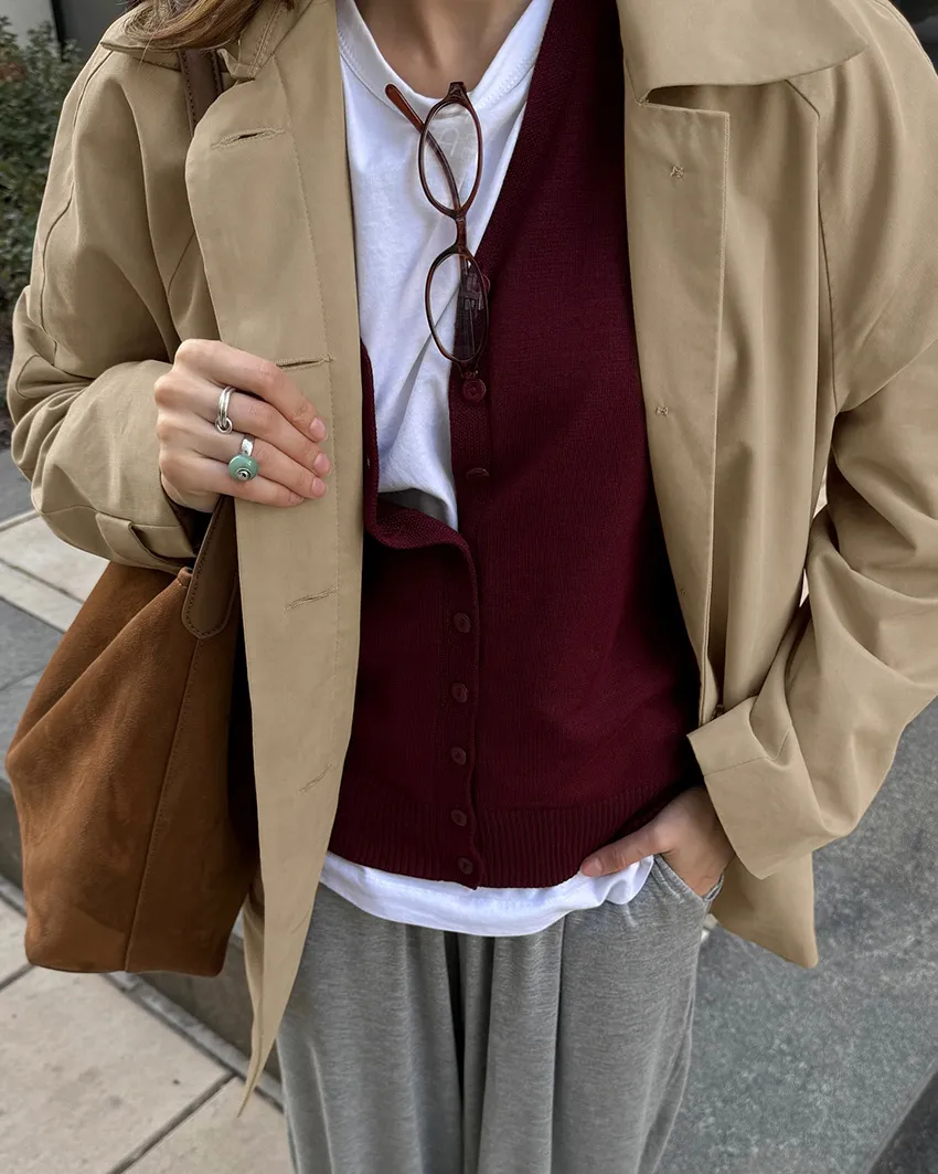 Chic Khaki Short Trench Jacket for Ladies