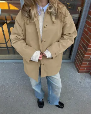 Chic Khaki Short Trench Jacket for Ladies
