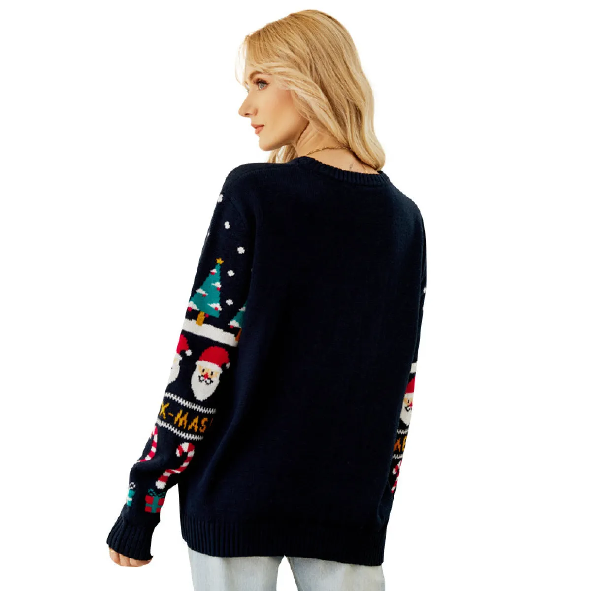 Christmas Tree Crew Neck Pullover Knit Sweater