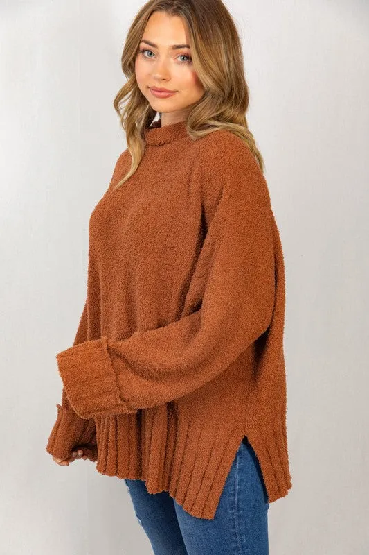 Cinnamon Mock Neck Sweater- White Birch | FINAL SALE