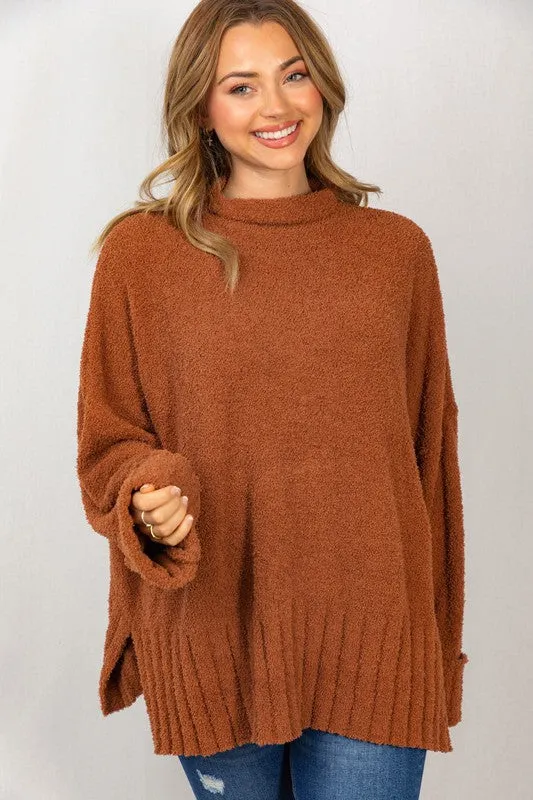 Cinnamon Mock Neck Sweater- White Birch | FINAL SALE