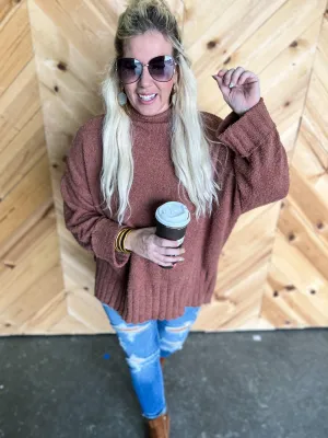 Cinnamon Mock Neck Sweater- White Birch | FINAL SALE