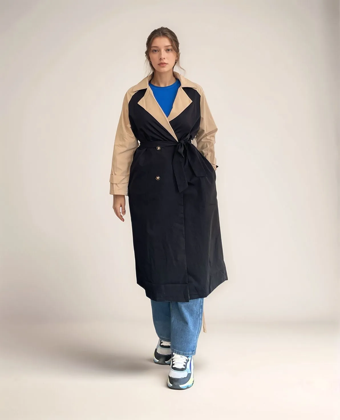 Color Block Trench Coat