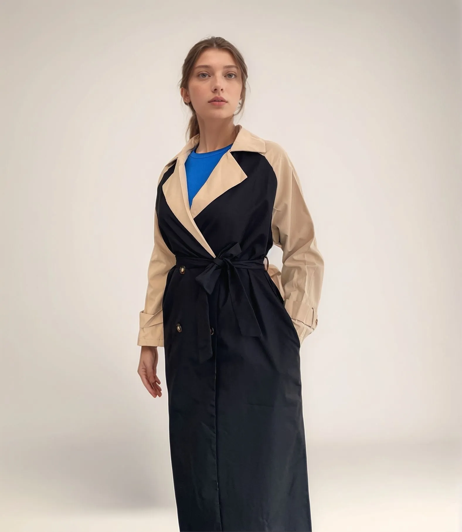 Color Block Trench Coat