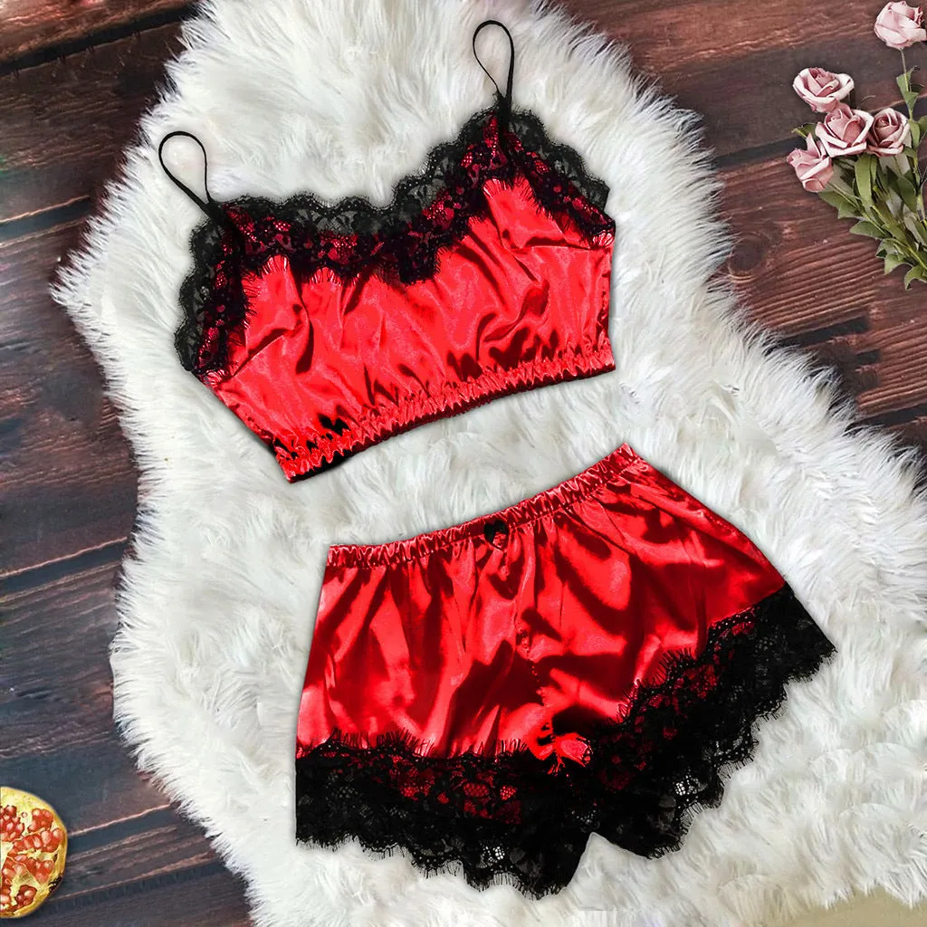 Comfortable Women's Homewear Suit Summer Ice Silk Pajamas
