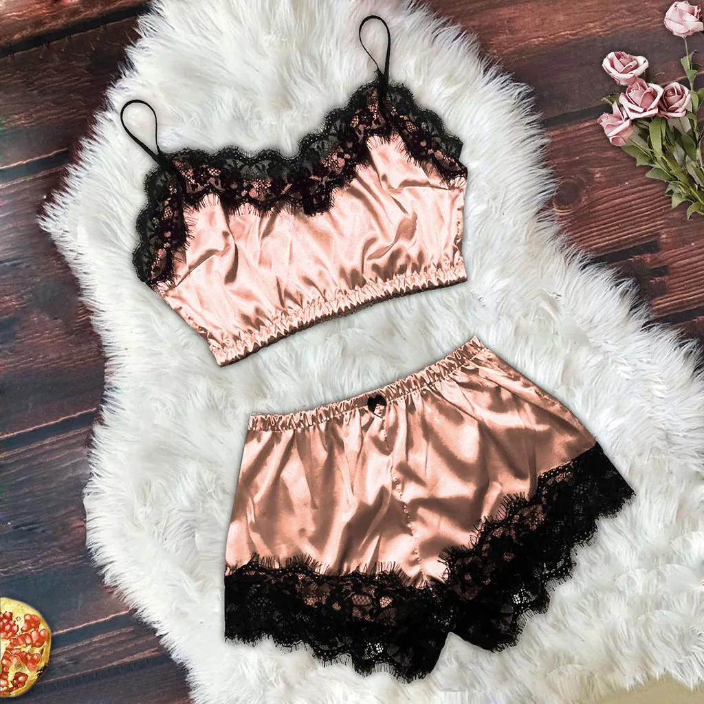 Comfortable Women's Homewear Suit Summer Ice Silk Pajamas