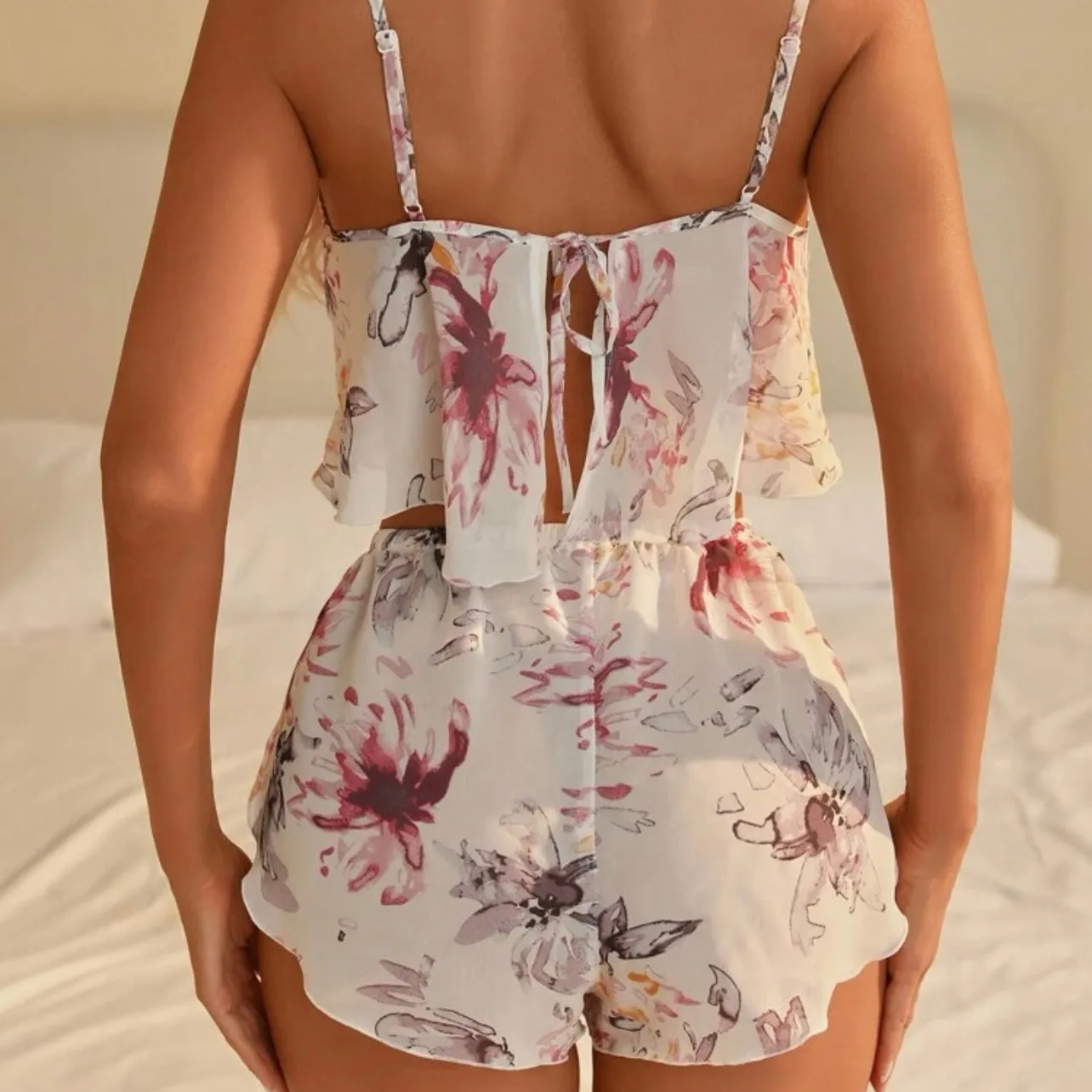 Conny Floral Pajamas Set - White