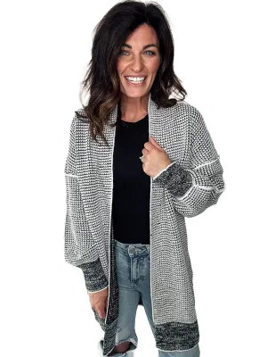 Contrast Trim Knit Cardigan - Longline :  PREORDER