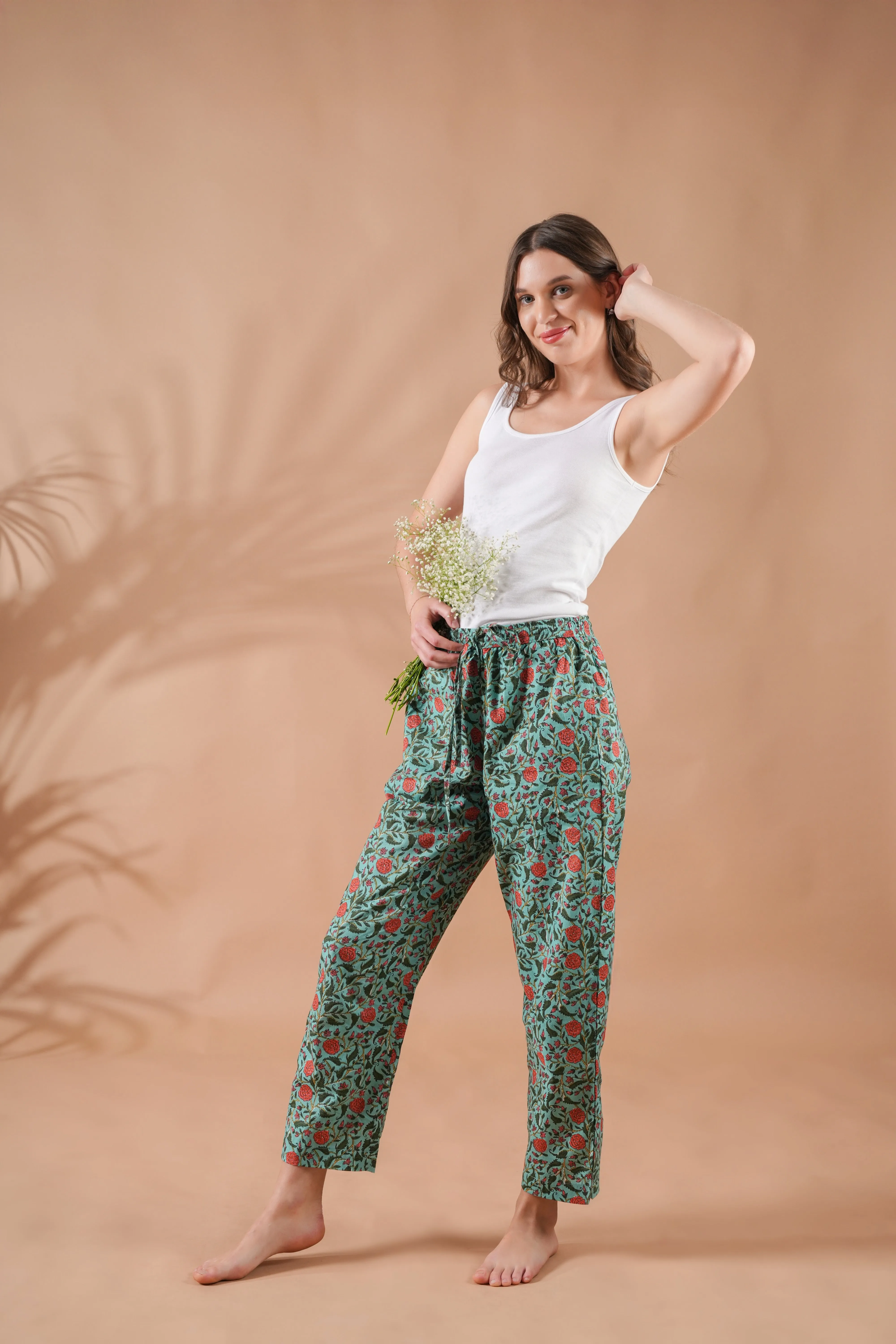 Cotton Pajama Pants Women - Peachy Meadow