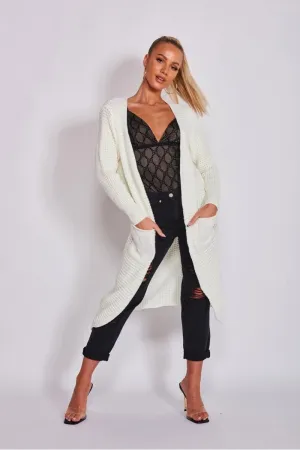 Cream Oversized Balloon Sleeve Knitted Cardigan