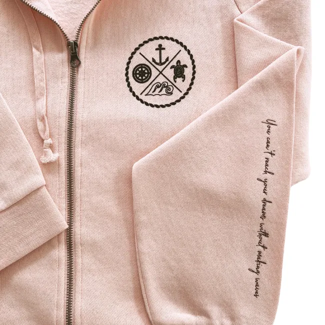 Crest Zip-up Hoodie SOFT CORAL - your choice of saying
