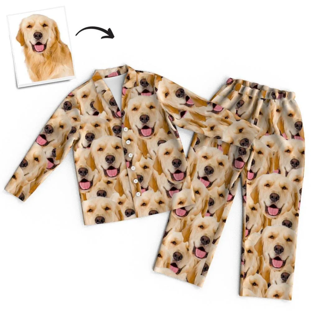 Custom Pet Photo Face Long Sleeve Pajama Set