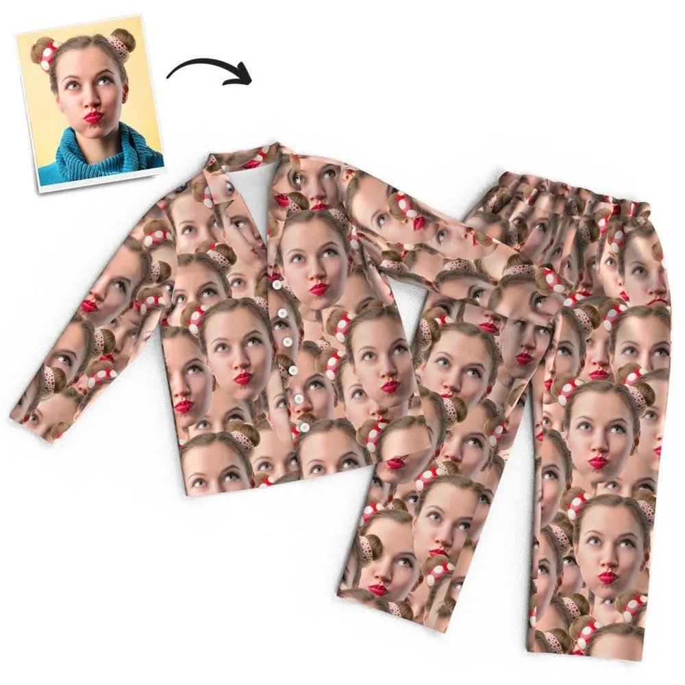 Custom Pet Photo Face Long Sleeve Pajama Set