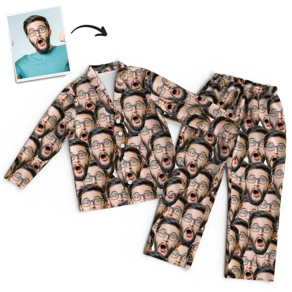 Custom Pet Photo Face Long Sleeve Pajama Set