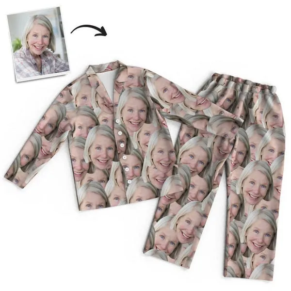 Custom Pet Photo Face Long Sleeve Pajama Set