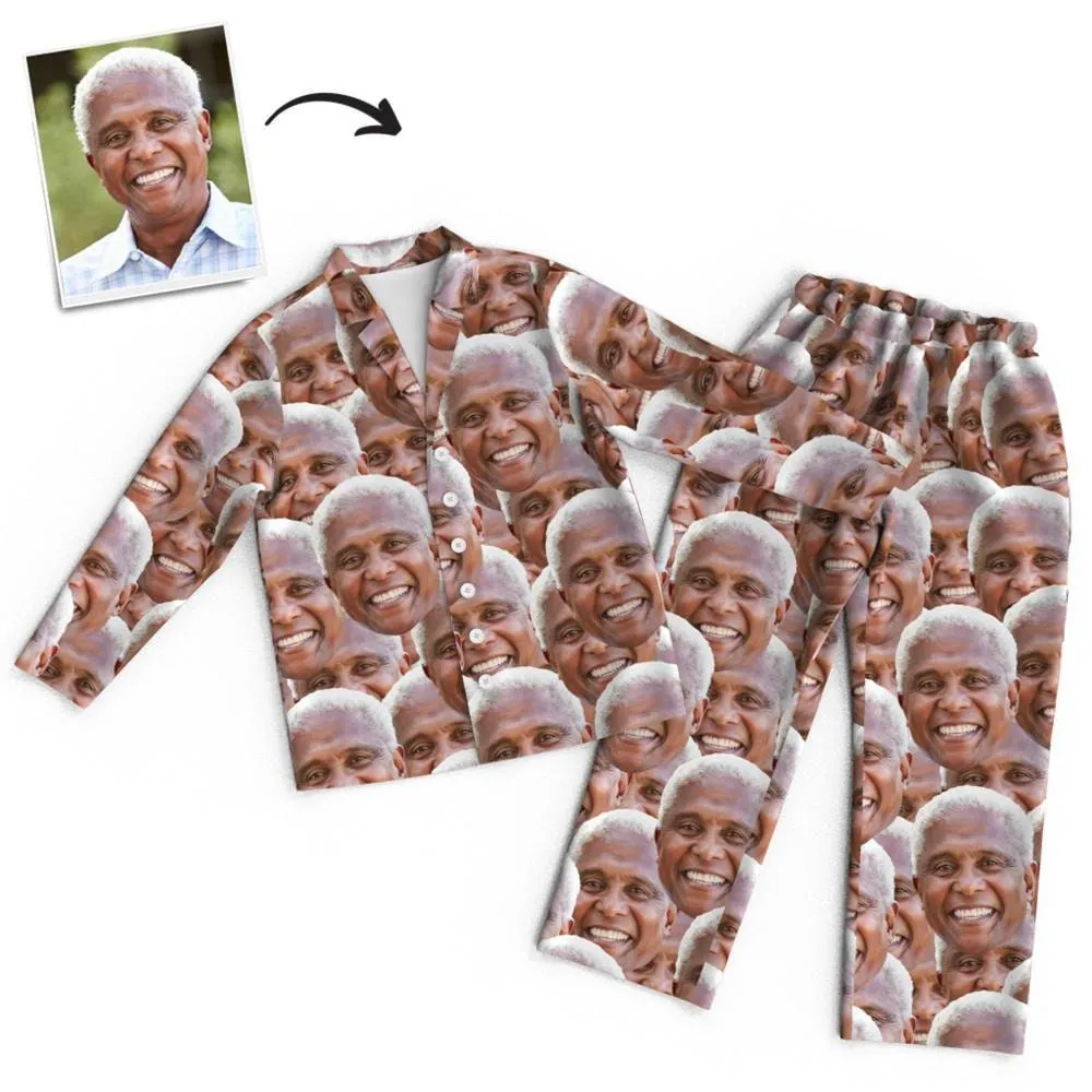 Custom Pet Photo Face Long Sleeve Pajama Set