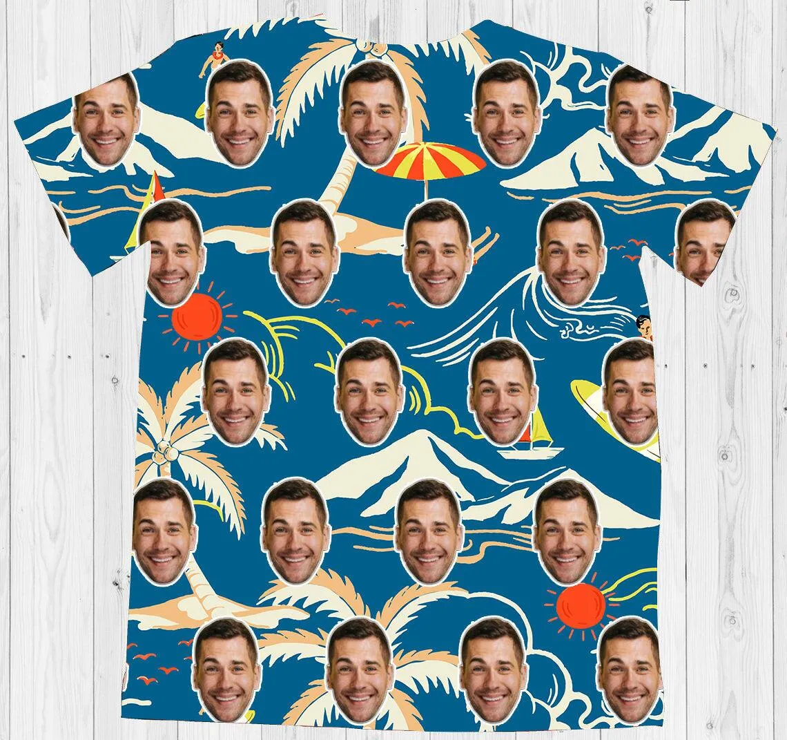 Custom Photo Face T Shirt Beach Print