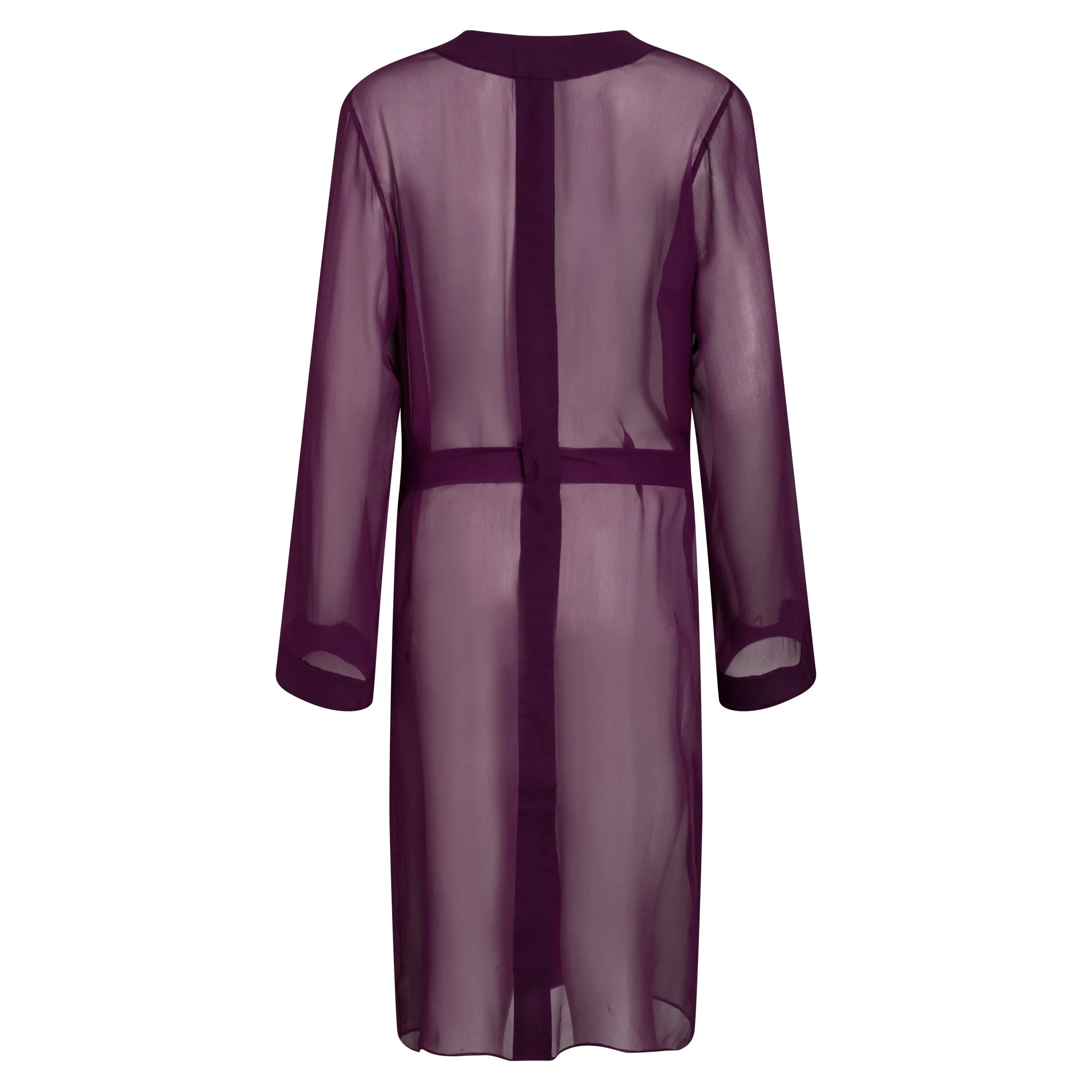 DONNA SILK CHIFFON NIGHT DRESS IN AUBERGINE
