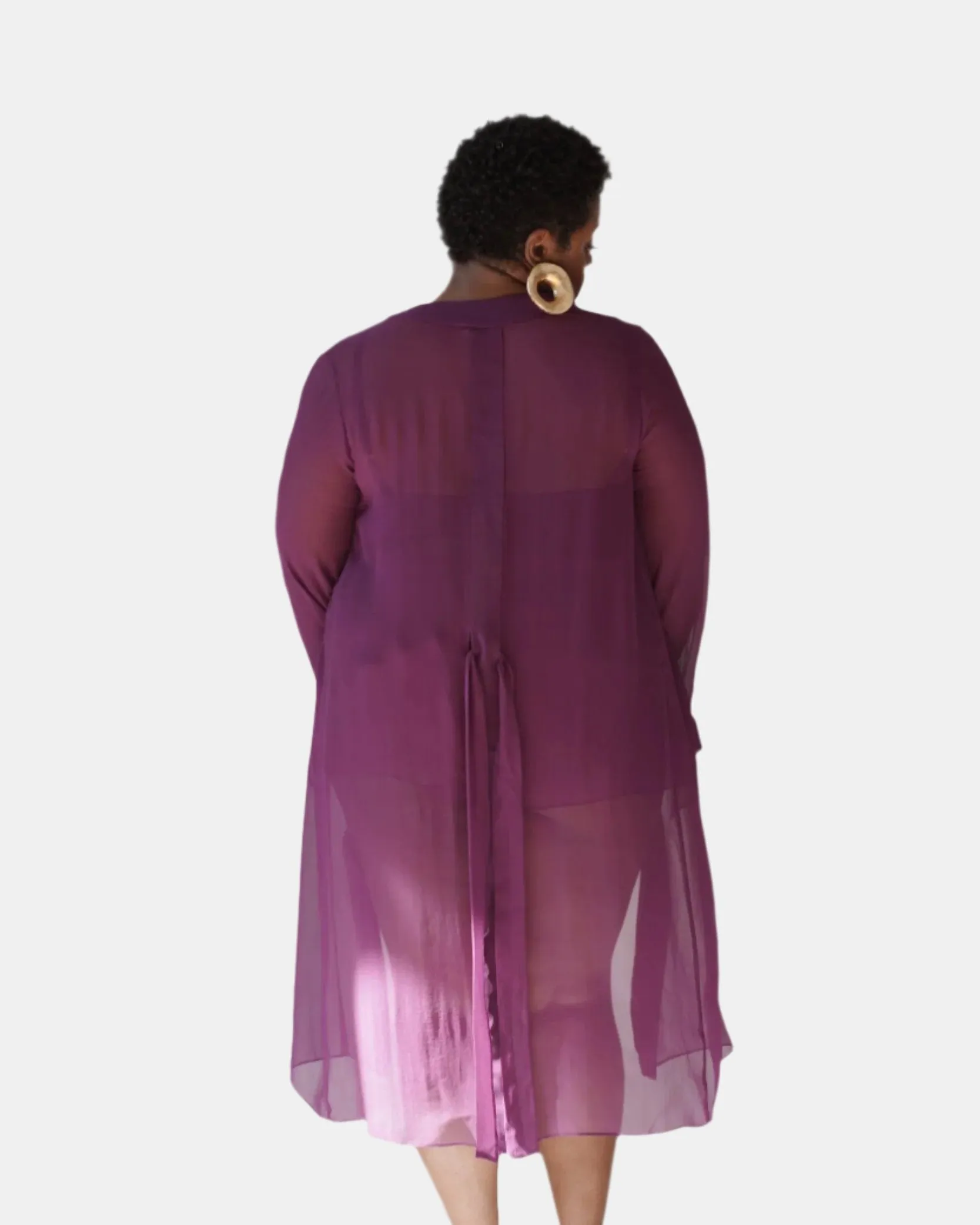 DONNA SILK CHIFFON NIGHT DRESS IN AUBERGINE