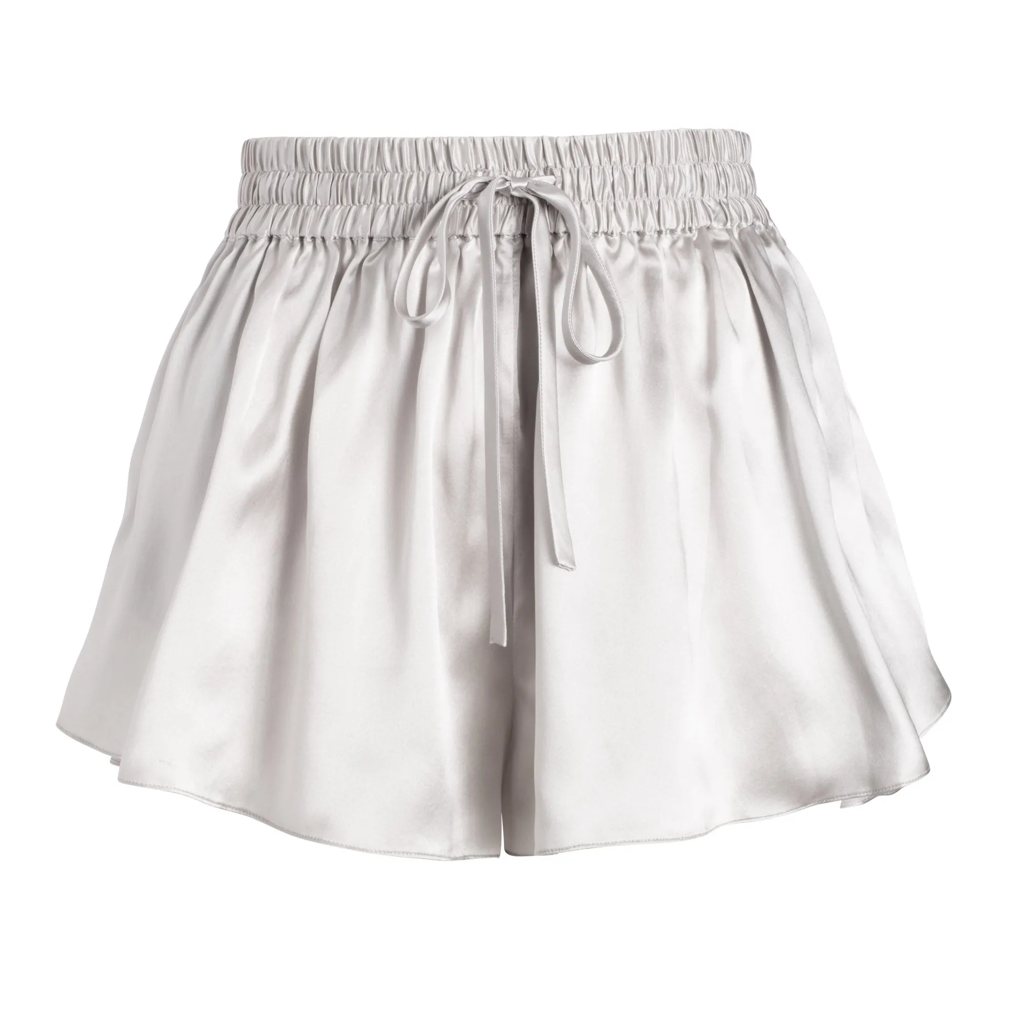 DONNA SILK CHIFFON SHIRT DRESS & LOLA SILK SHORT IN ARGENTO