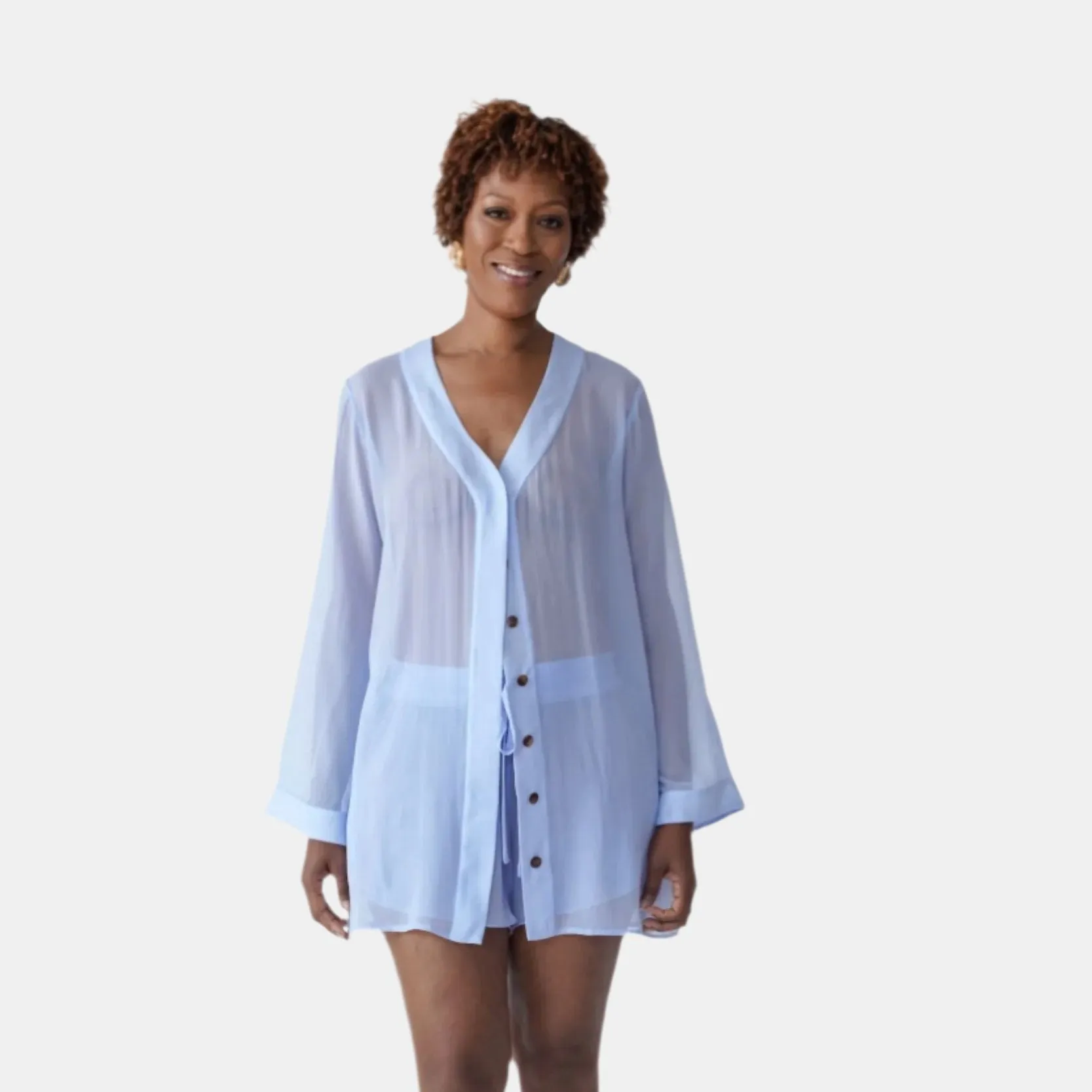DONNA SILK CHIFFON SHORT IN PERIWINKLE BLUE