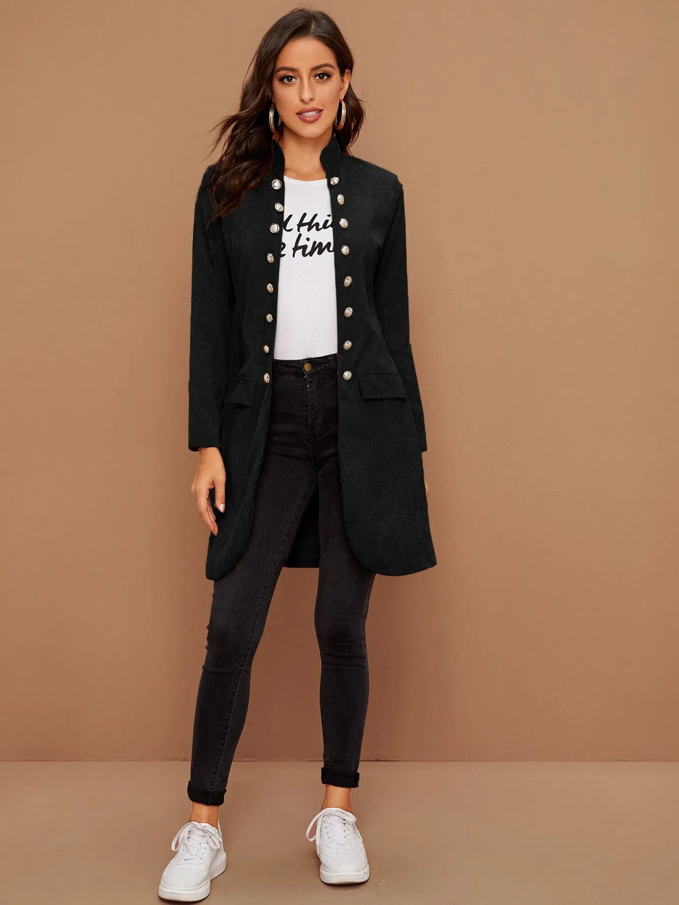 Double Breasted Fake Flap Pocket Coat(Clearance Sale)