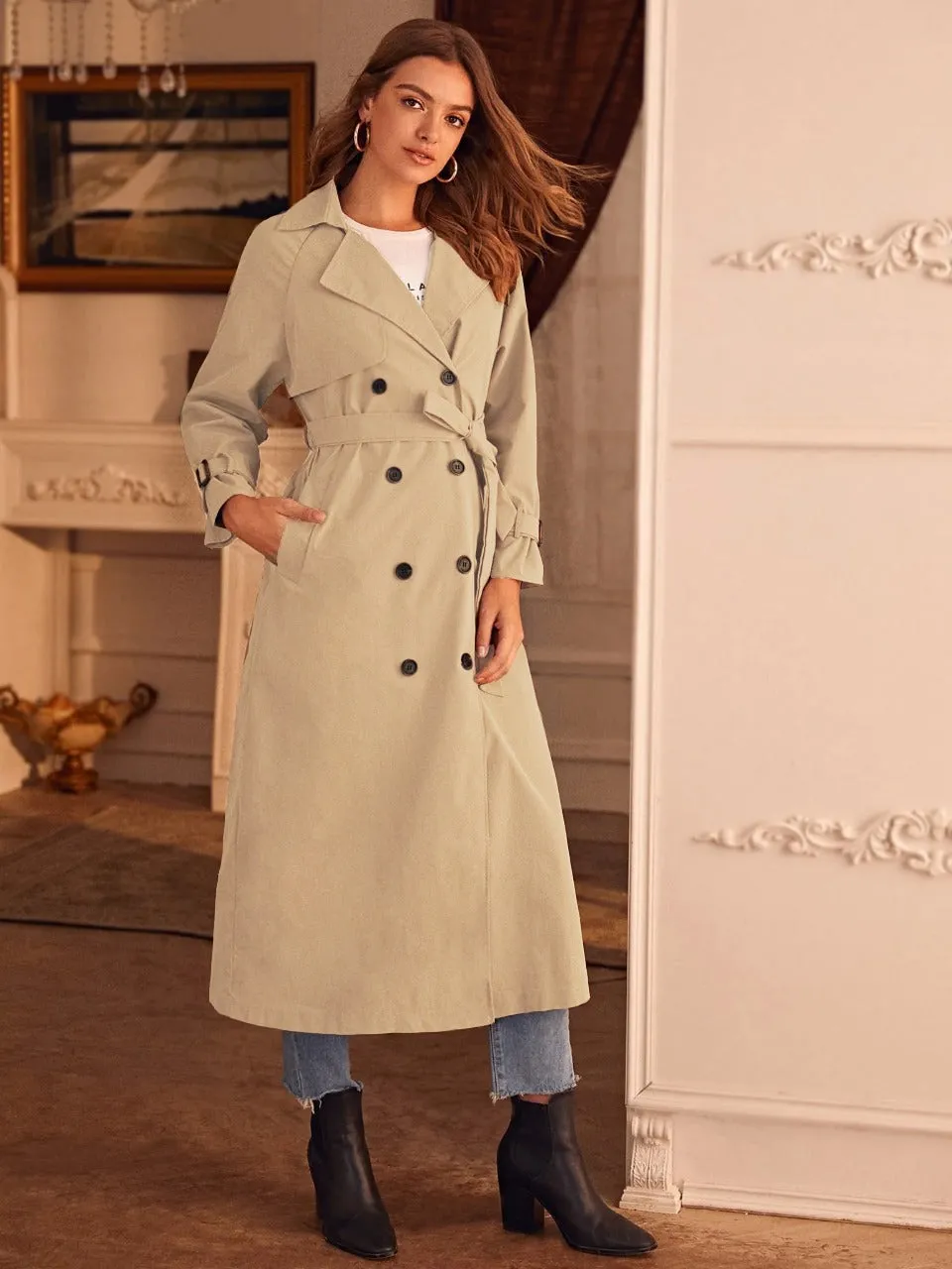 Double Breasted without Belt Trench Coat (CLEARANCE SALE