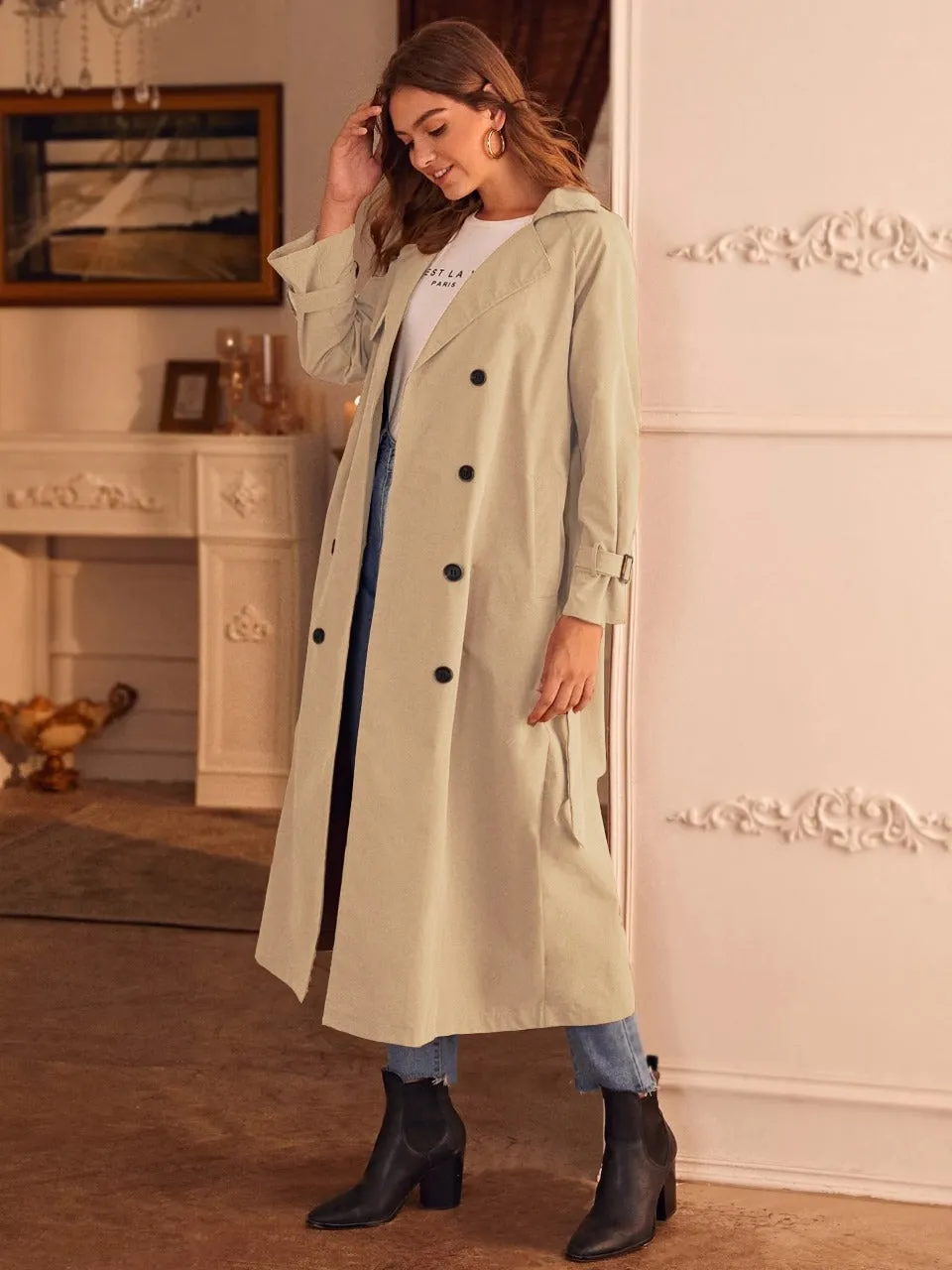 Double Breasted without Belt Trench Coat (CLEARANCE SALE