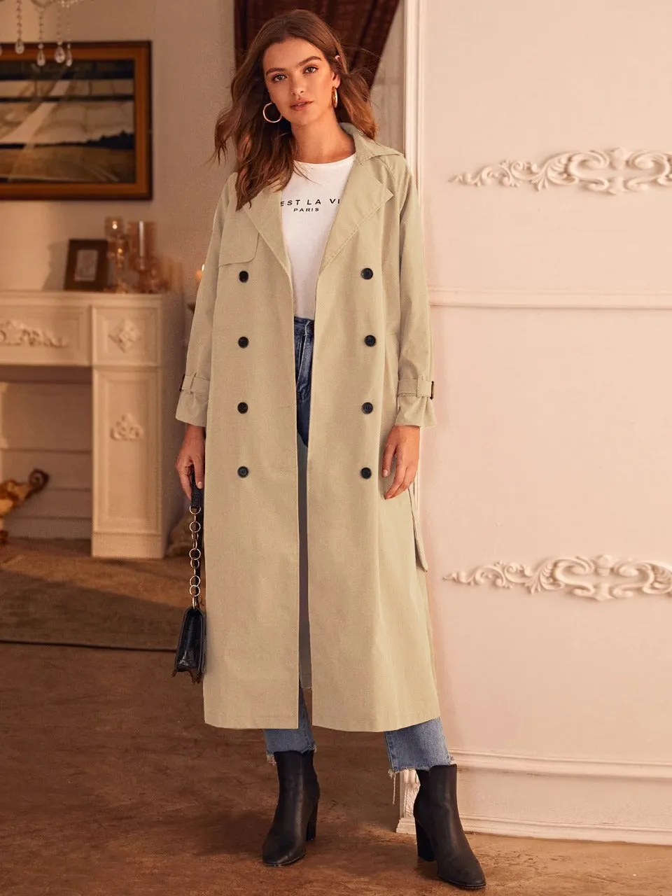 Double Breasted without Belt Trench Coat (CLEARANCE SALE