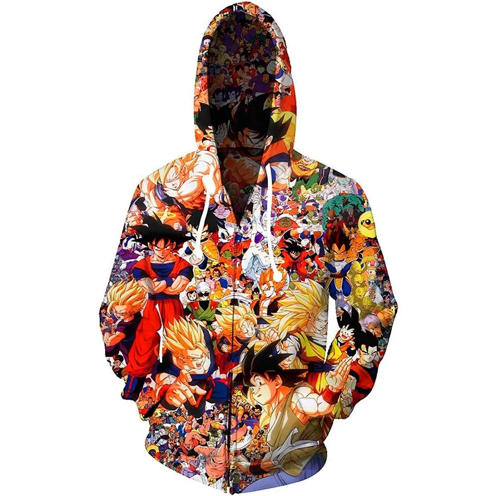 Dragon Ball Z Men Women Hoodies 2019 Fashion Streetwear Hooded Jacket Sweatshirt Cosplay Zipper Men Hoodie