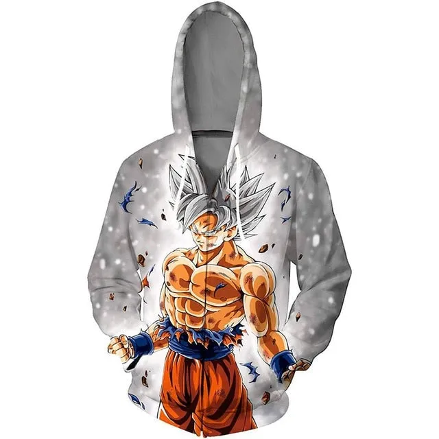 Dragon Ball Z Men Women Hoodies 2019 Fashion Streetwear Hooded Jacket Sweatshirt Cosplay Zipper Men Hoodie