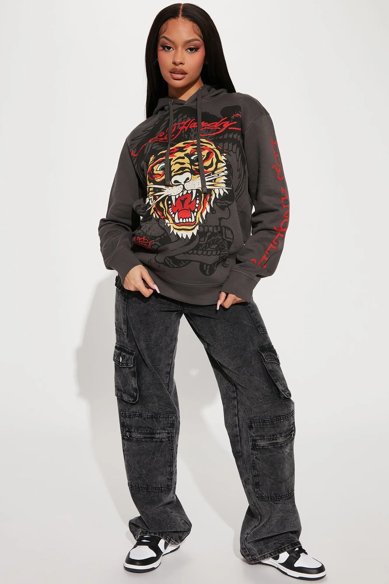 Ed Hardy Tiger Hoodie - Charcoal