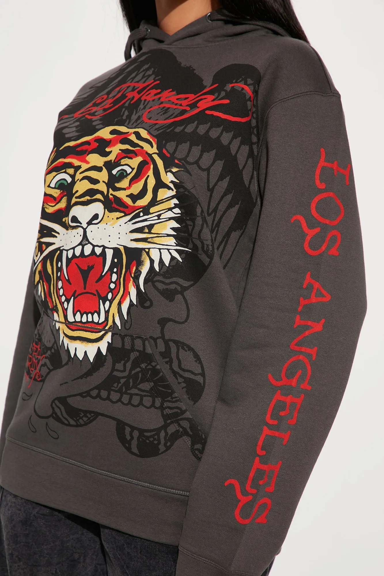 Ed Hardy Tiger Hoodie - Charcoal