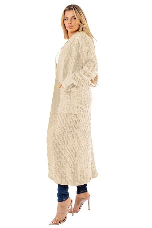 Elegant Cream Maxi Cardigan for Plus Sizes